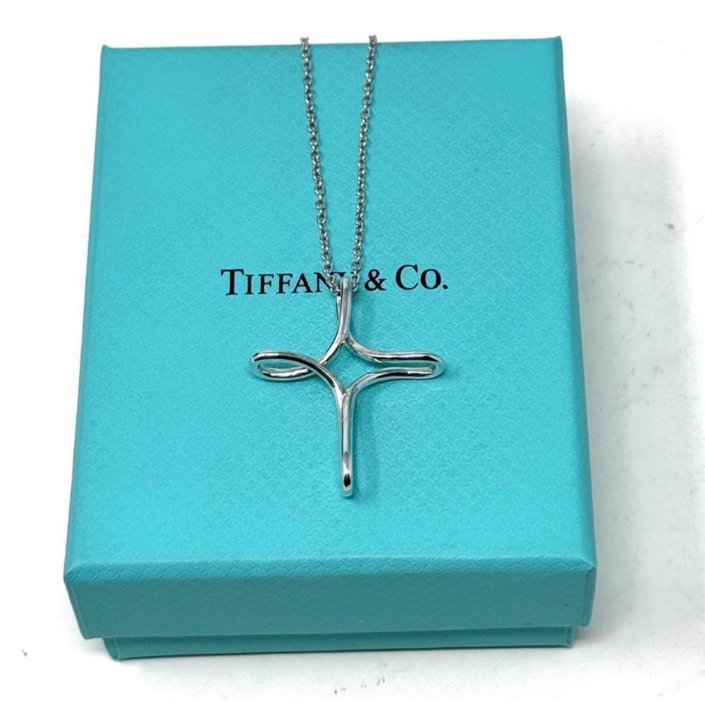 Large Tiffany and Co Elsa Peretti Cross Necklace